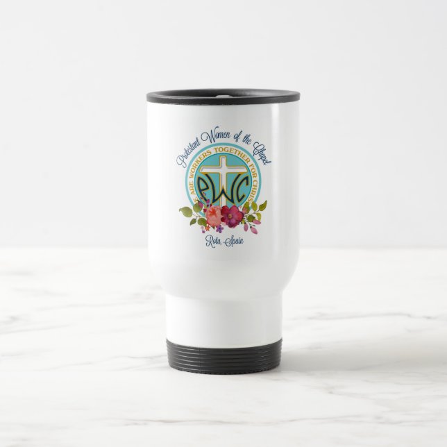 PWOC Blumenlogo-Reise-Tasse Reisebecher (Mittel)
