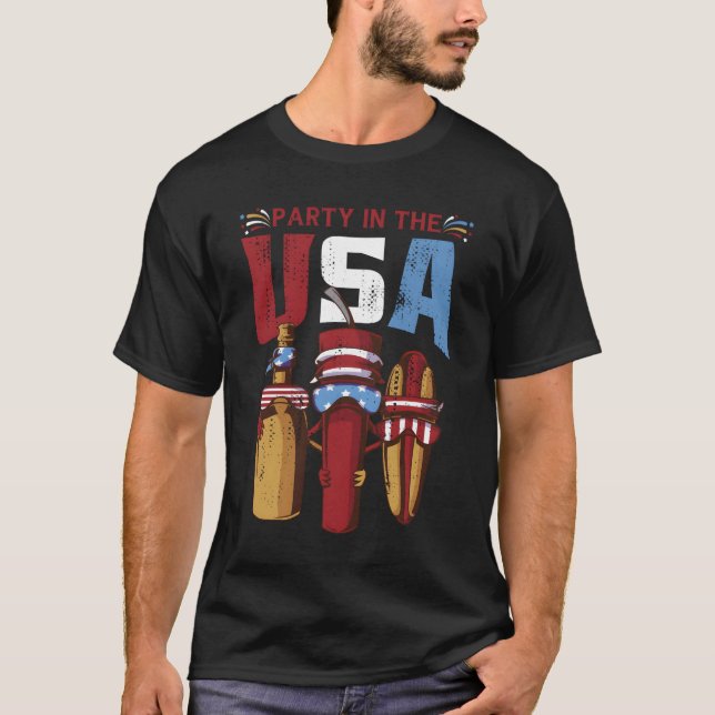 Py In The Usa Hotdog Usa 4Th Of July T-Shirt (Vorderseite)