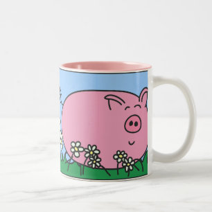 Pyggie in der Gänseblümchen-rechtshändigen Tass Zweifarbige Tasse