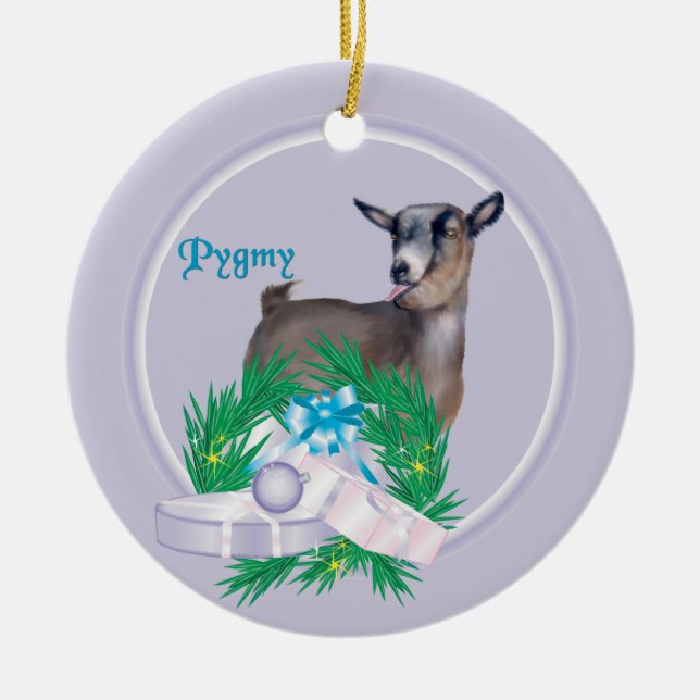 Pygmy Goat Wreath Keramik Ornament (Vorne)