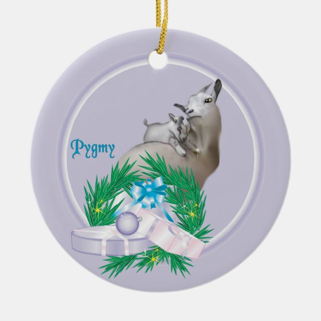 Pygmy Goat Wreath Keramikornament (Vorne)