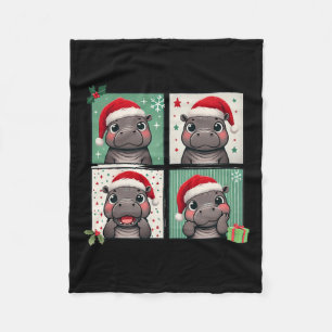 Pygmy Hippo Meme Santa Claus Hat Fotobooth Funny Fleecedecke