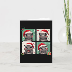 Pygmy Hippo Meme Santa Claus Hat Fotobooth Funny Karte