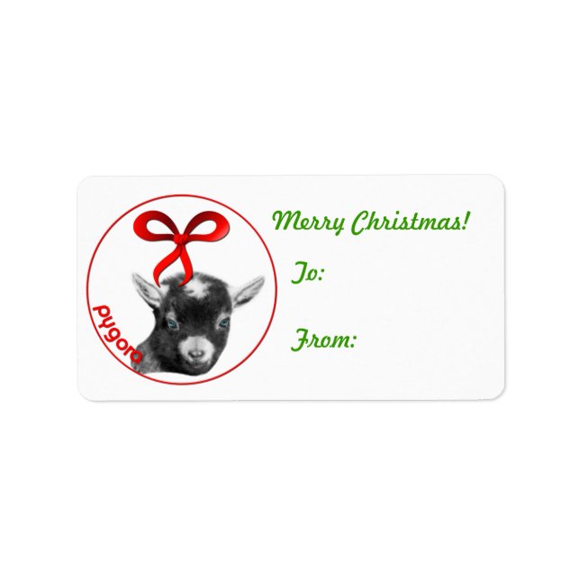 Pygora Goat Weihnachtsgeschenk Tag Sticker Adressaufkleber (Vorne)