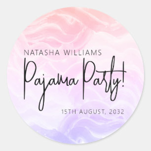 Pyjama-Party Bunte Pastell Elegant  Runder Aufkleber