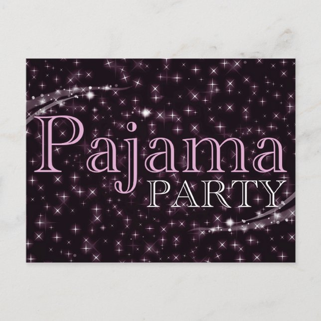 Pyjama-Party Einladungen: Starshine Einladungspostkarte (Vorderseite)