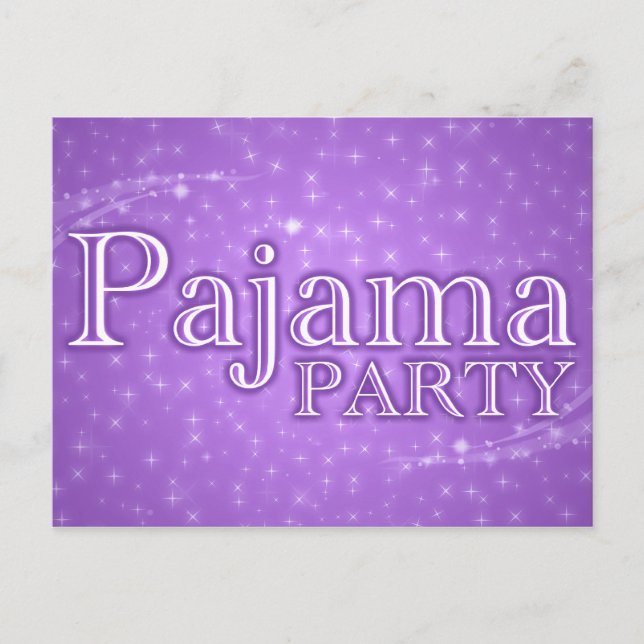 Pyjama-Party Einladungen: Starshine Einladungspostkarte (Vorderseite)