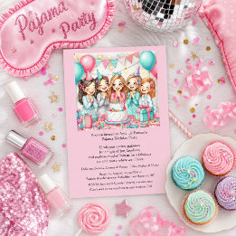 Pyjama-Party-Geburtstagseinladung für Mädchen Einladung