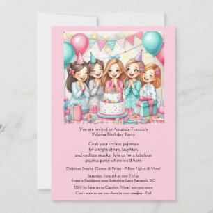 Pyjama-Party-Geburtstagseinladung für Mädchen Einladung
