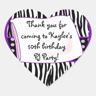 Pyjama-Party-Herz-lila Aufkleber