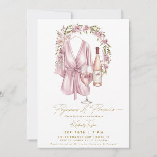 Pyjama-Party-Schlafanzug-Prosecco-Brautjunggeselli Einladung
