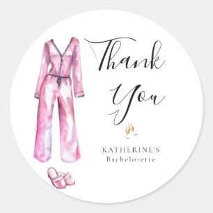 Pyjama Prosecco Chic Junggesellinnenabschied Danke Runder Aufkleber