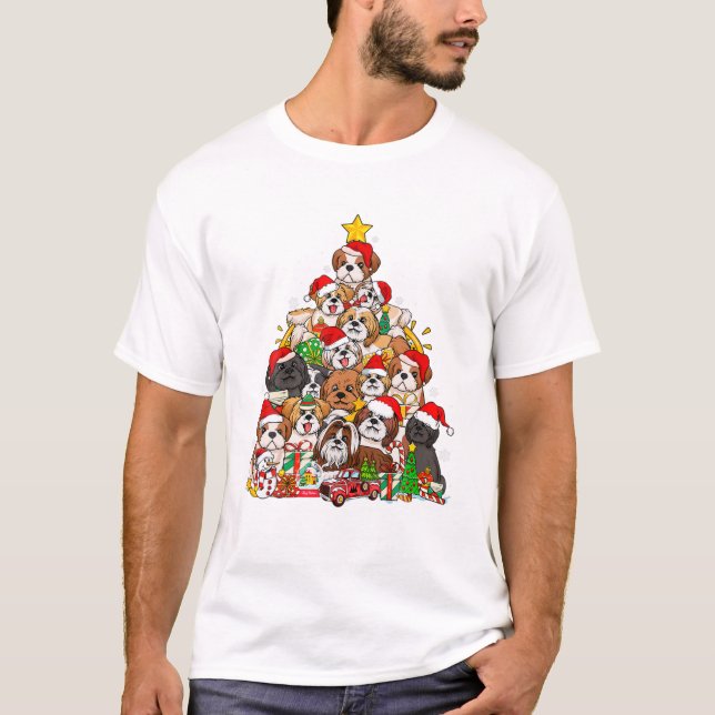 Pyjama-Shih-Tzu-Baum-Hund T-Shirt (Vorderseite)