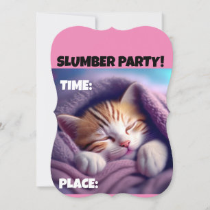 PYJAMAPARTY SÜßE SCHLAFENDE KATZE EINLADUNGEN