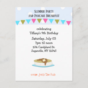 Pyjamaparty und Pfannkuchenfrühstück Einladung