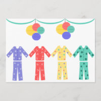 Pyjamas in einem Reihen-Pyjama-Party