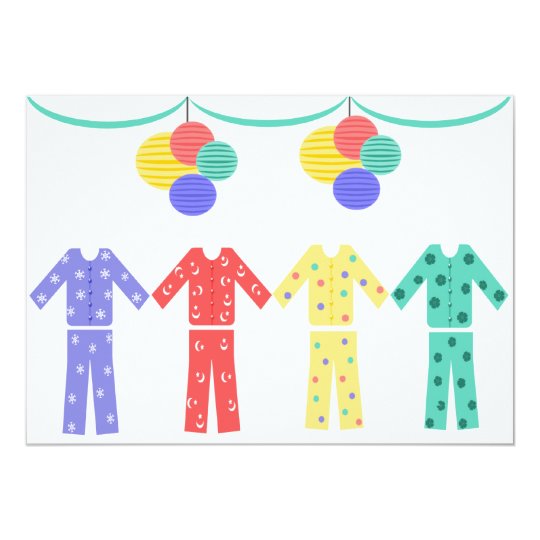 Pyjamas In Einem Reihen Pyjama Party Einladung Zazzle At