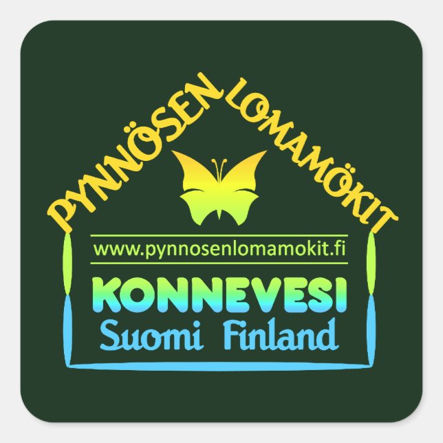 Pynneces Lomamökstickes Quadratischer Aufkleber (Vorderseite)