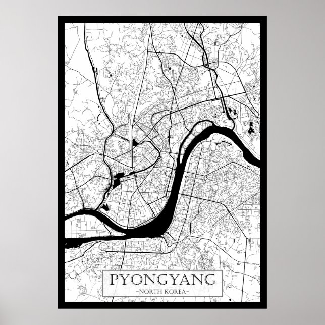 Pyongyang Nordkorea Karte Poster (Vorne)