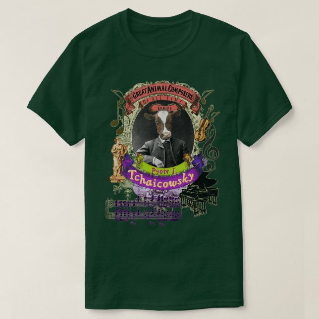 Pyotr Tchaicowsky Tchaikovsky Cow al Music T-Shirt (Design vorne)