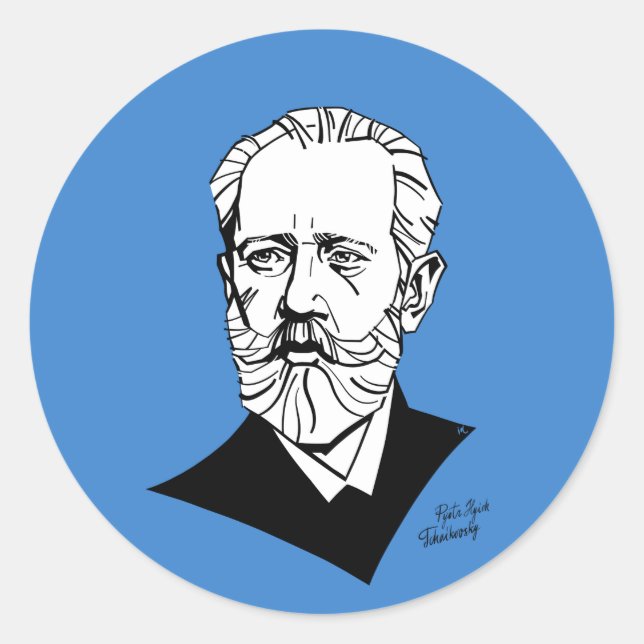 Pyotr Tchaikovsky Runder Aufkleber (Vorderseite)