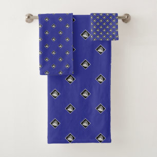 Pyramid Cube Repeat Deep Blue Badhandtuch Set