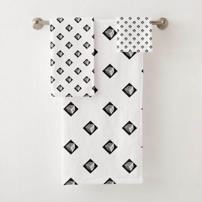 Pyramid Cube Repeat White Badhandtuch Set (Insitu)