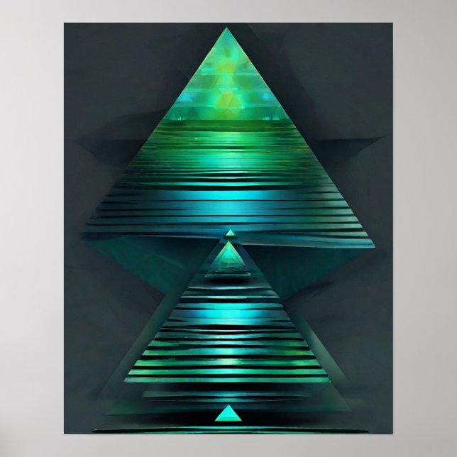 PYRAMID GREEN AQUAMARIN LIGHT ART POSTER (Vorne)