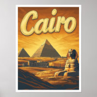 Pyramid Kairo Ägypten Vintage Reise Illustration