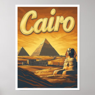 Pyramid Kairo Ägypten Vintage Reise Illustration Poster