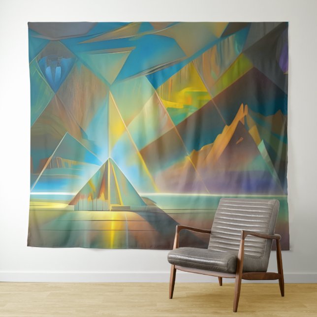 Pyramid Landscape Geometric Abstract Design Wandteppich (Beispiel (Horizontal))