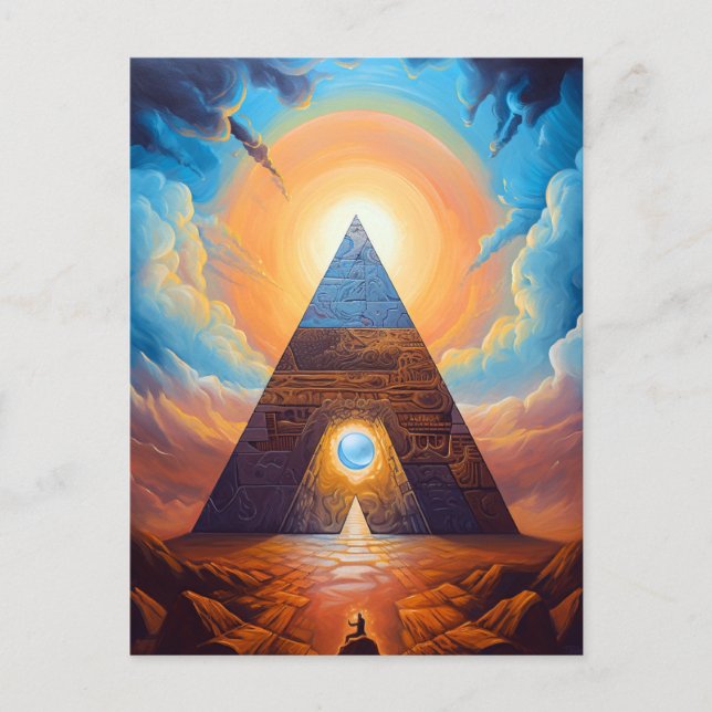 Pyramid Mystical Fantasy Visionäre Kunst Postkarte (Vorderseite)