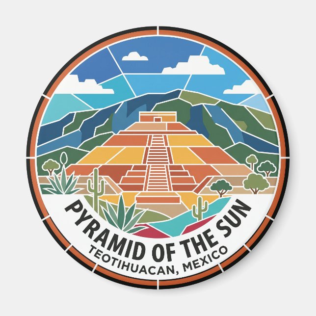 Pyramide der Sonne Teotihuacan Mexiko Magnet (Vorne)