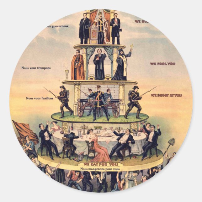 Pyramide des kapitalistischen Systems Runder Aufkleber (Vorderseite)