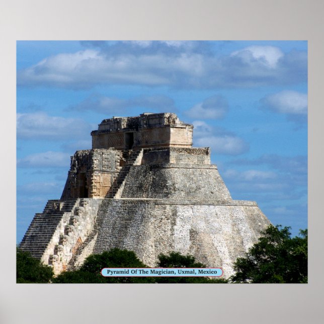 Pyramide des Magier, Uxmal, Mexiko Poster (Vorne)