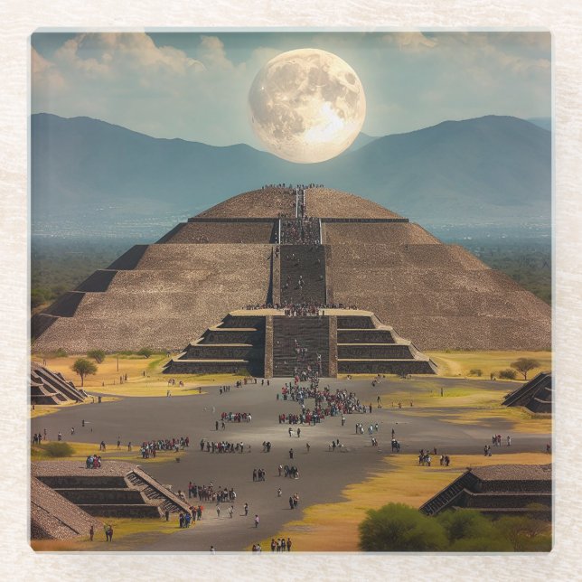 Pyramide des Mondes, Teotihuacan, Mexiko-Reise Glasuntersetzer (Vorderseite)