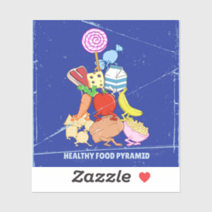 Pyramide "Gesunde Lebensmittel" lustige Cartoon Aufkleber