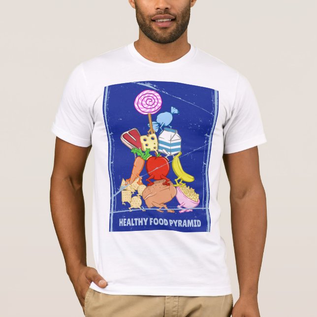 Pyramide "Gesunde Lebensmittel" lustige Cartoon T-Shirt (Vorderseite)