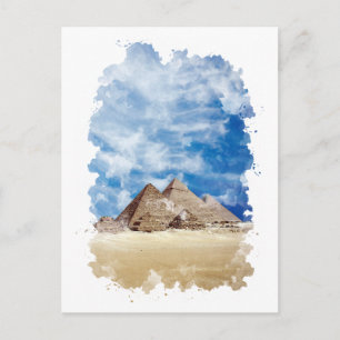 Pyramide von Gizeh Ägypten Aquarell-Kunst Postkarte