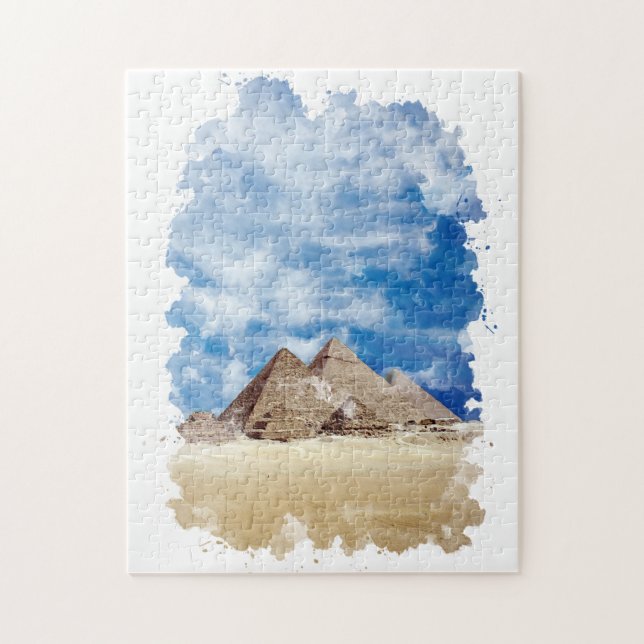 Pyramide von Gizeh Ägypten Wasserfarben Kunst, Dic Puzzle (Vertikal)