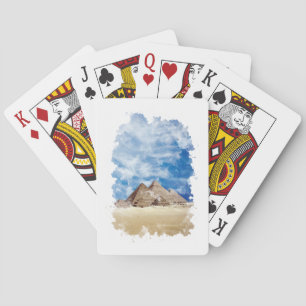 Pyramide von Gizeh Ägypten Wasserfarben Kunst, Dic Spielkarten