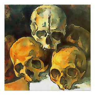 Pyramide von Skulls Schwarze Kontur Poster