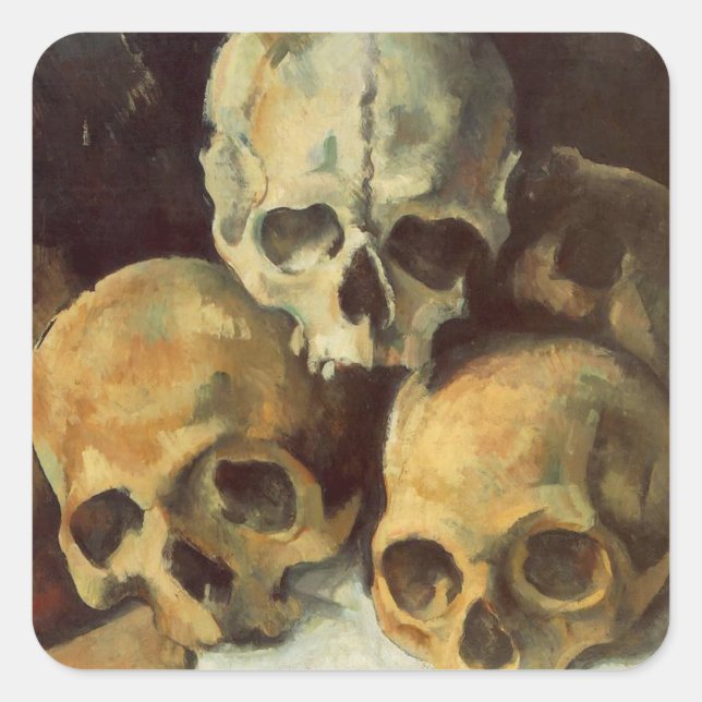 Pyramide von Skulls Vintages Halloween Quadratischer Aufkleber (Vorderseite)