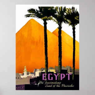 Pyramiden hinter Palmen, Ägypten Poster