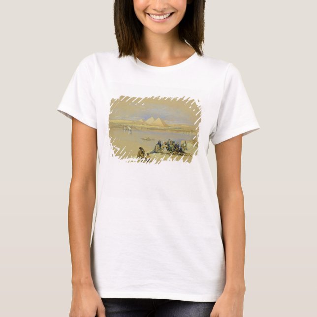 Pyramiden in Gizeh, in der Nähe von Kairo (w/c) T-Shirt (Vorderseite)