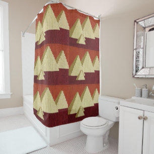 Pyramiden Natural Rust Beige Artisan Crochet Print Duschvorhang