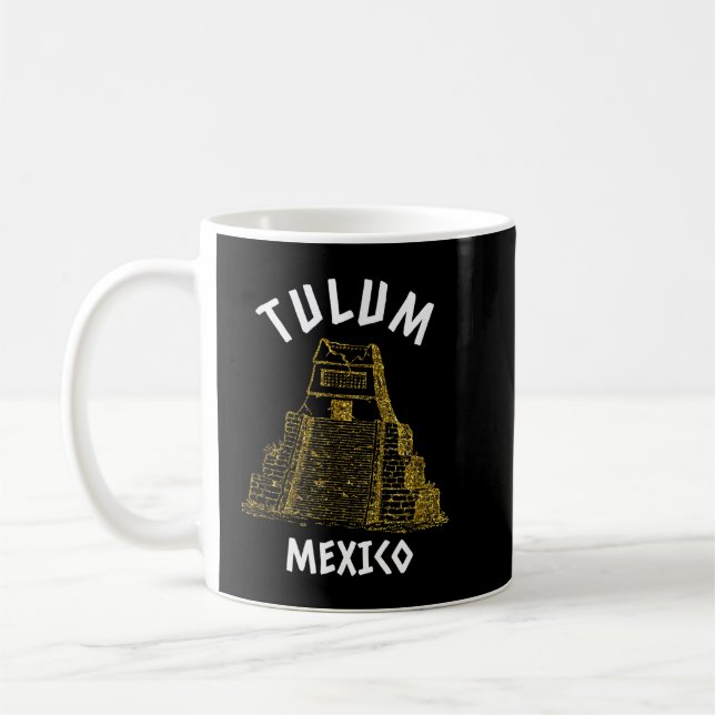 Pyramiden und Maya Ruins Tulum Mexiko Urlaub Kaffeetasse (Links)