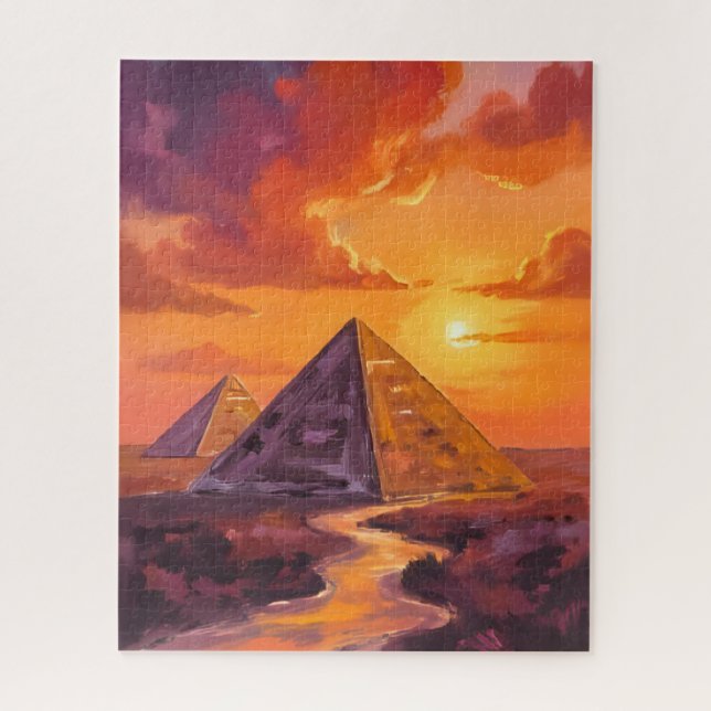 Pyramiden von Ägypten Sonnenuntergang Reise Puzzle (Vertikal)
