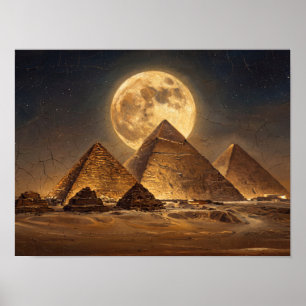 Pyramiden von Giza Mondmalerei Poster