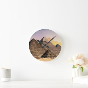Pyramiden von Gizeh Altes Ägypten Wüstenlandschaft Runde Wanduhr